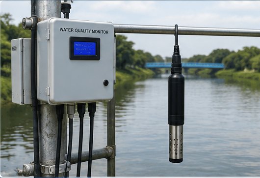 Real-time water quality monitoring sensor on a river